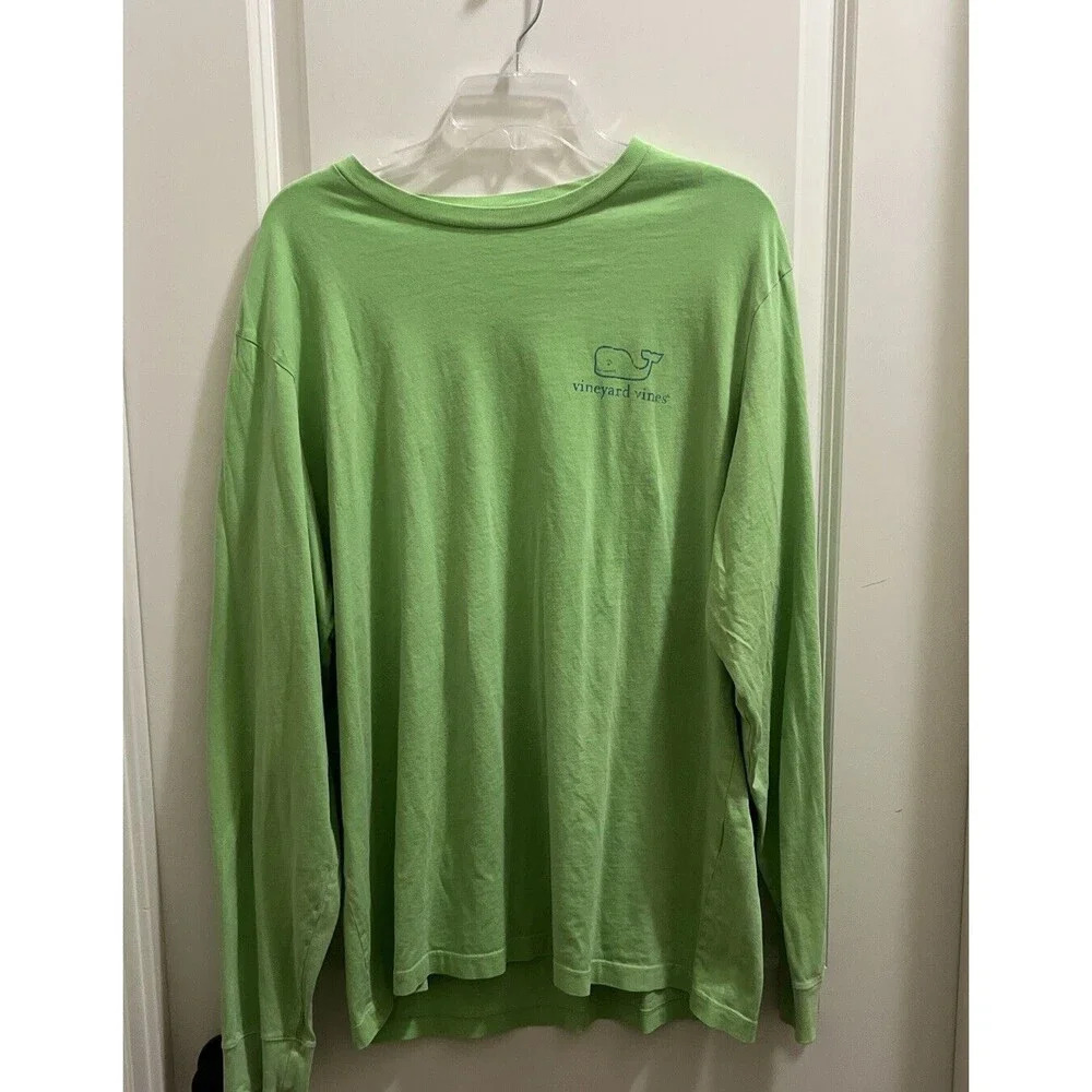 Vineyard Vines Men's Long Sleeve Shirt Lime Green Size Large Blue Whale